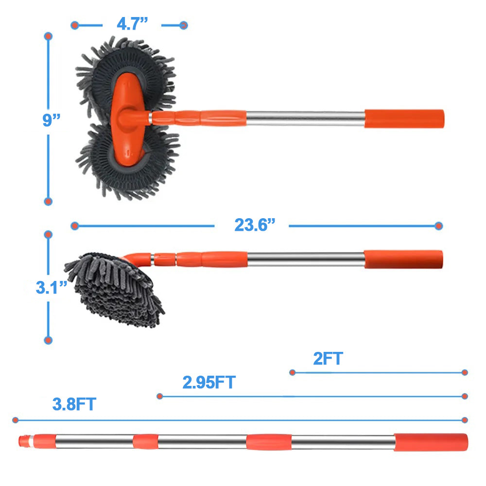 Mekanik™ Car Rotating &amp; Soft Chenille Foam Washer Brush - Extendable Handle